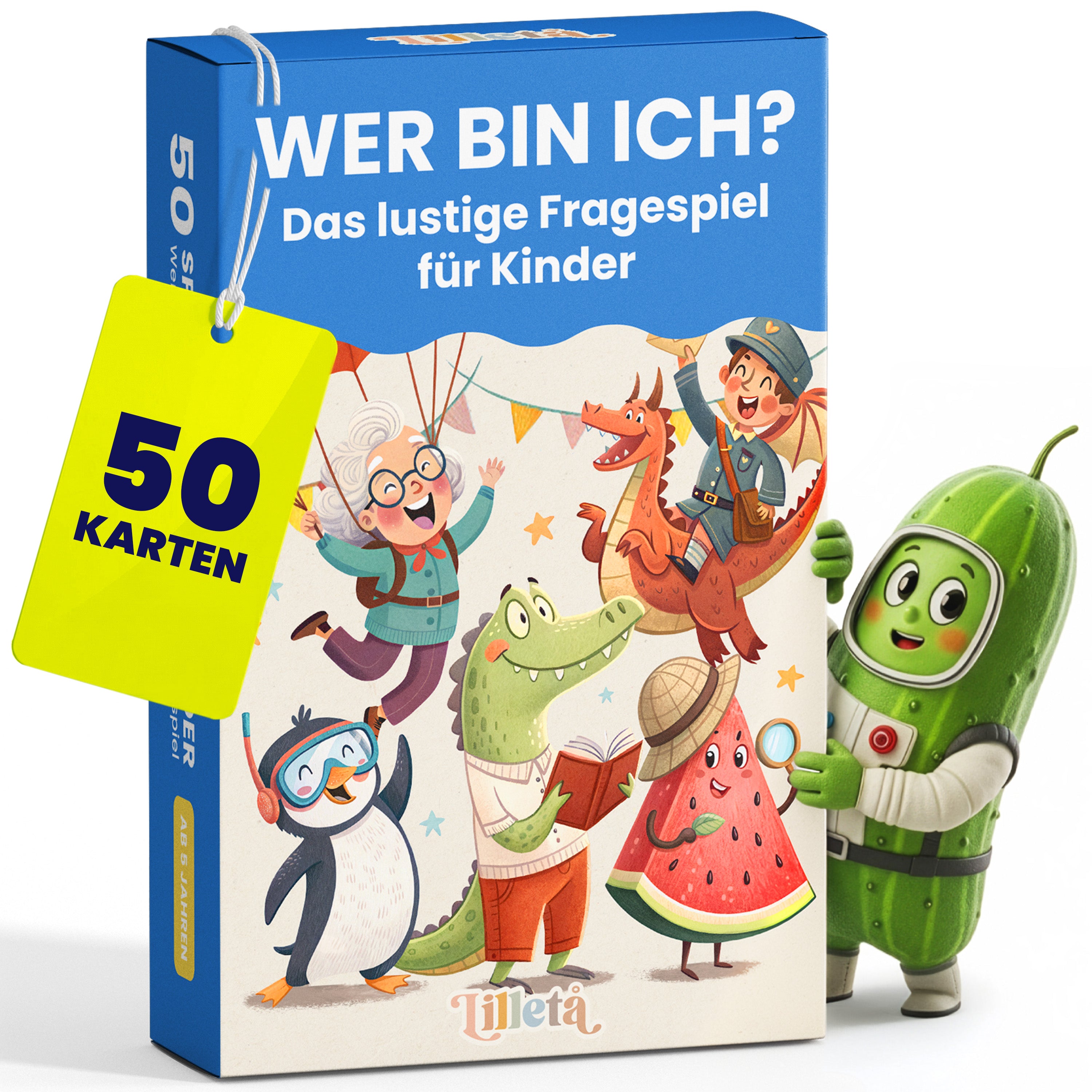Fragespiel – Wer bin ich | Spiel für Kinder – 50 lustige Spielkarten für Kinder ab 5 Jahren